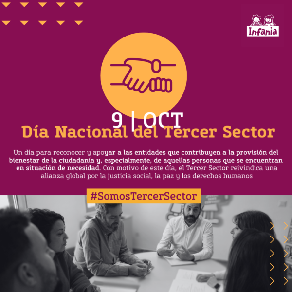 Imagen con el texto: 9 de octubre, Día nacional del tercer sector