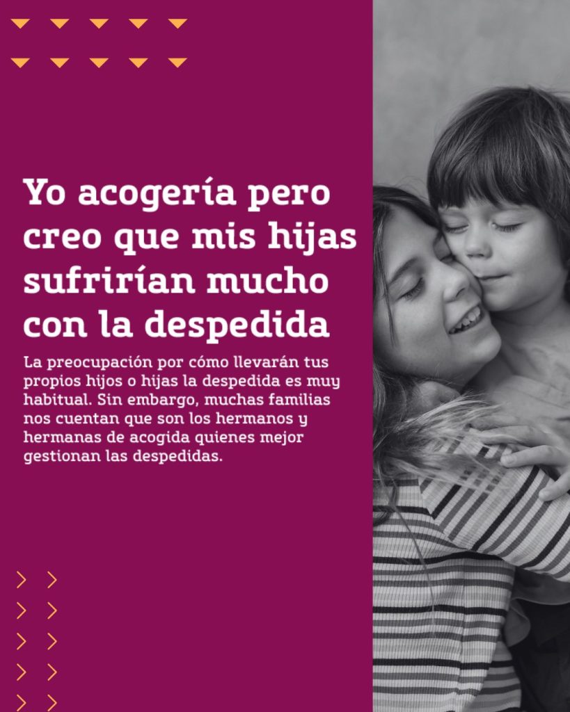 Imagen donde plantea el miedo de las familias de acogida con respecto a los hijos: "yo acogería pero creo que mis hijos sufrirían mucho con la despedida"